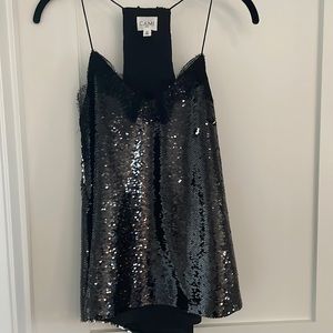 Cami NYC ‘the Racer’ black sequin camisole - size x-small